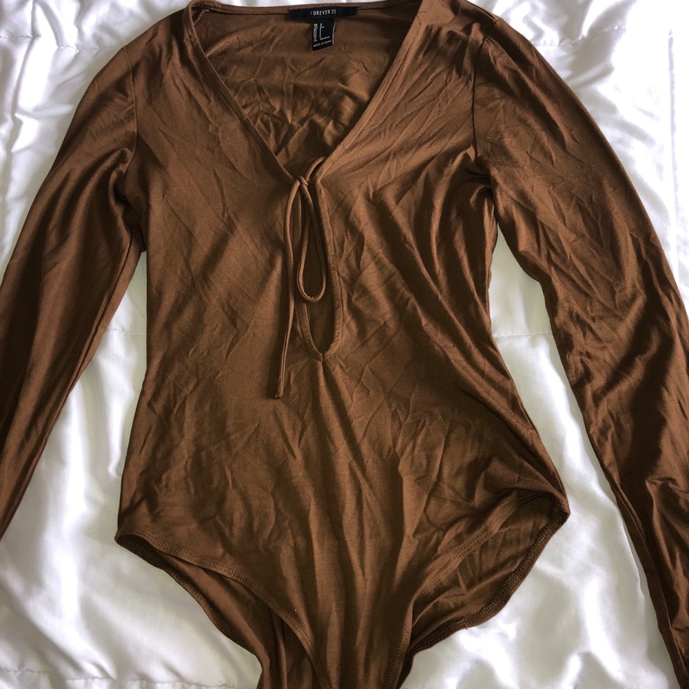Long sleeve tan bodysuit